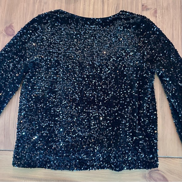 Sezane Shiny Blouse black sequin top size 40 - Picture 3 of 6